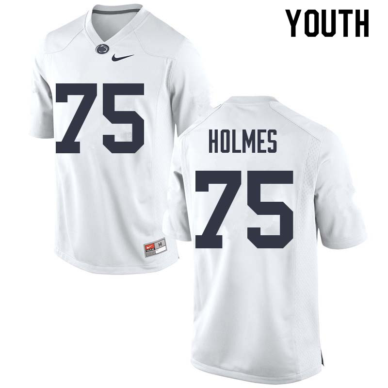 Youth #75 Deslin Holmes Penn State Nittany Lions College Football Jerseys Sale-White
